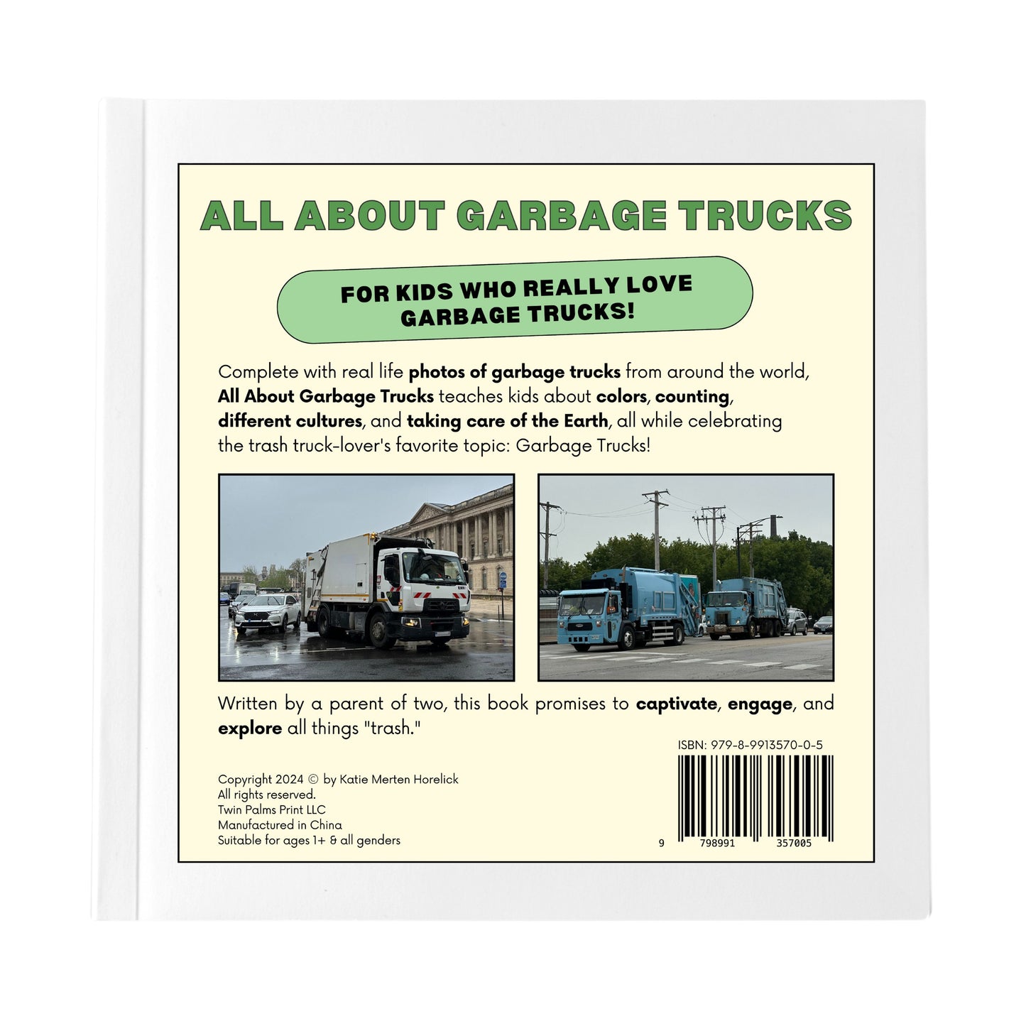 "All About Garbage Trucks" (Hardcover) Children's Book - PRE-ORDER:SHIPS NOVEMBER 1